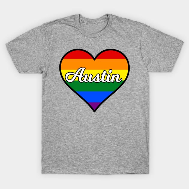 Austin Texas Gay Pride Heart T-Shirt by fearcity